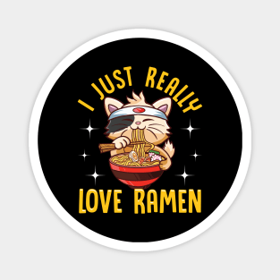 Cute I Just Really Love Ramen Kawaii Anime Cat Magnet